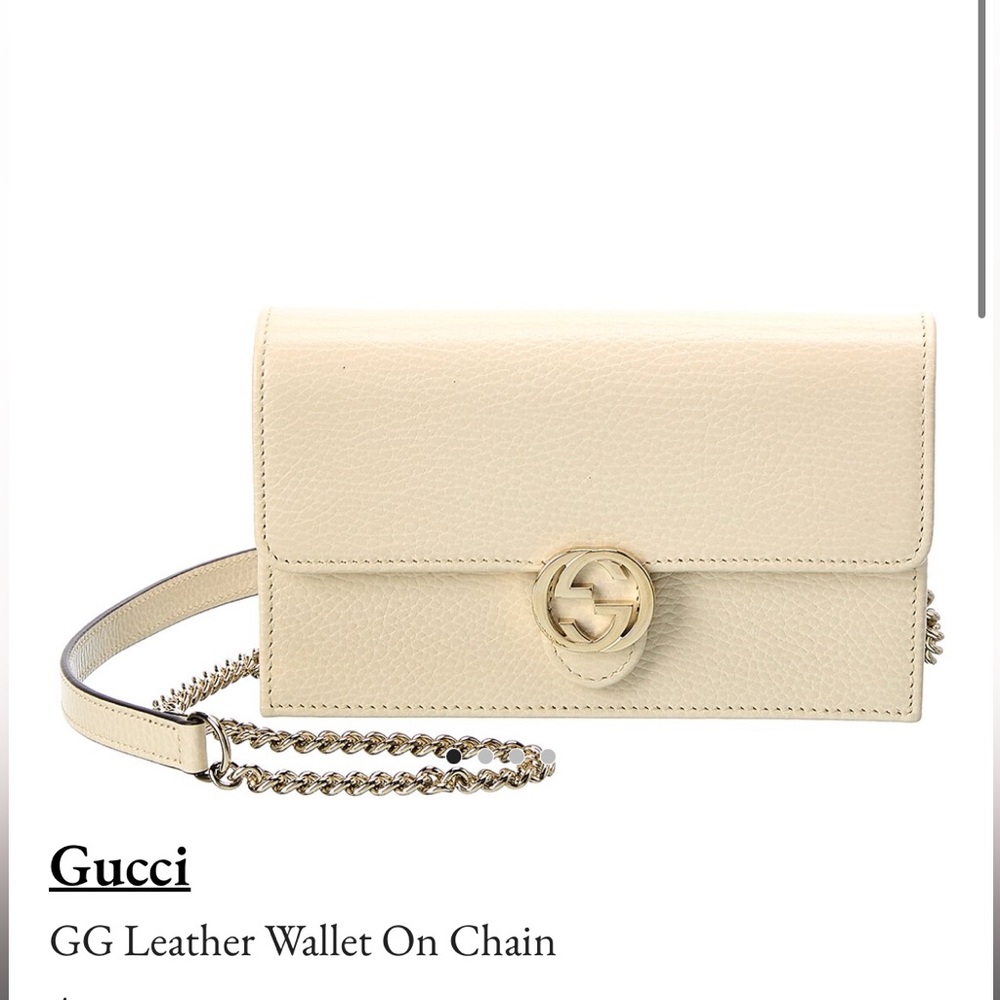 Gucci GG leather wallet on chain in cream. Lightly used.